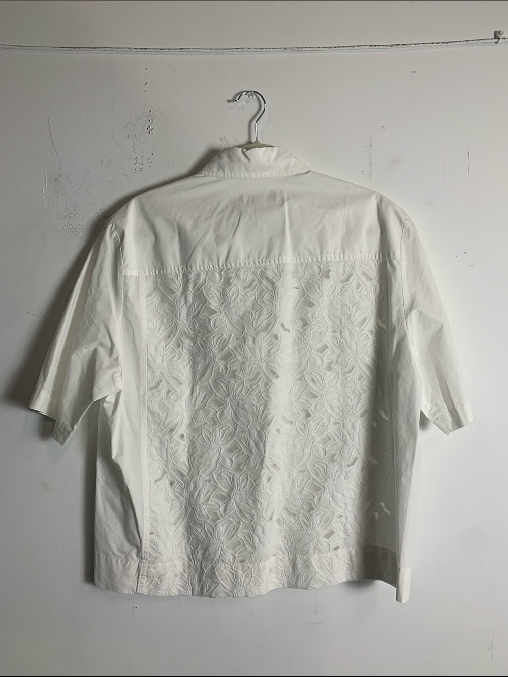 COS White Short-Sleeve Button-Down Shirt with Tonal Embroidery - Picture 3 of 3